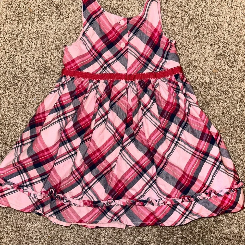 Girls GYMBOREE Dress Sz 3T - Pink/White PLAID w/ RUFFLES - layered skirt EUC